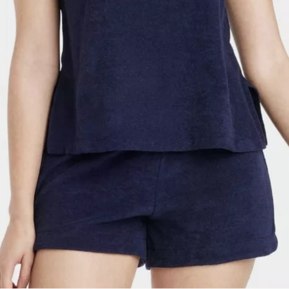 a new day French Terry Mid-Rise Shorts in Navy Blue Size Medium